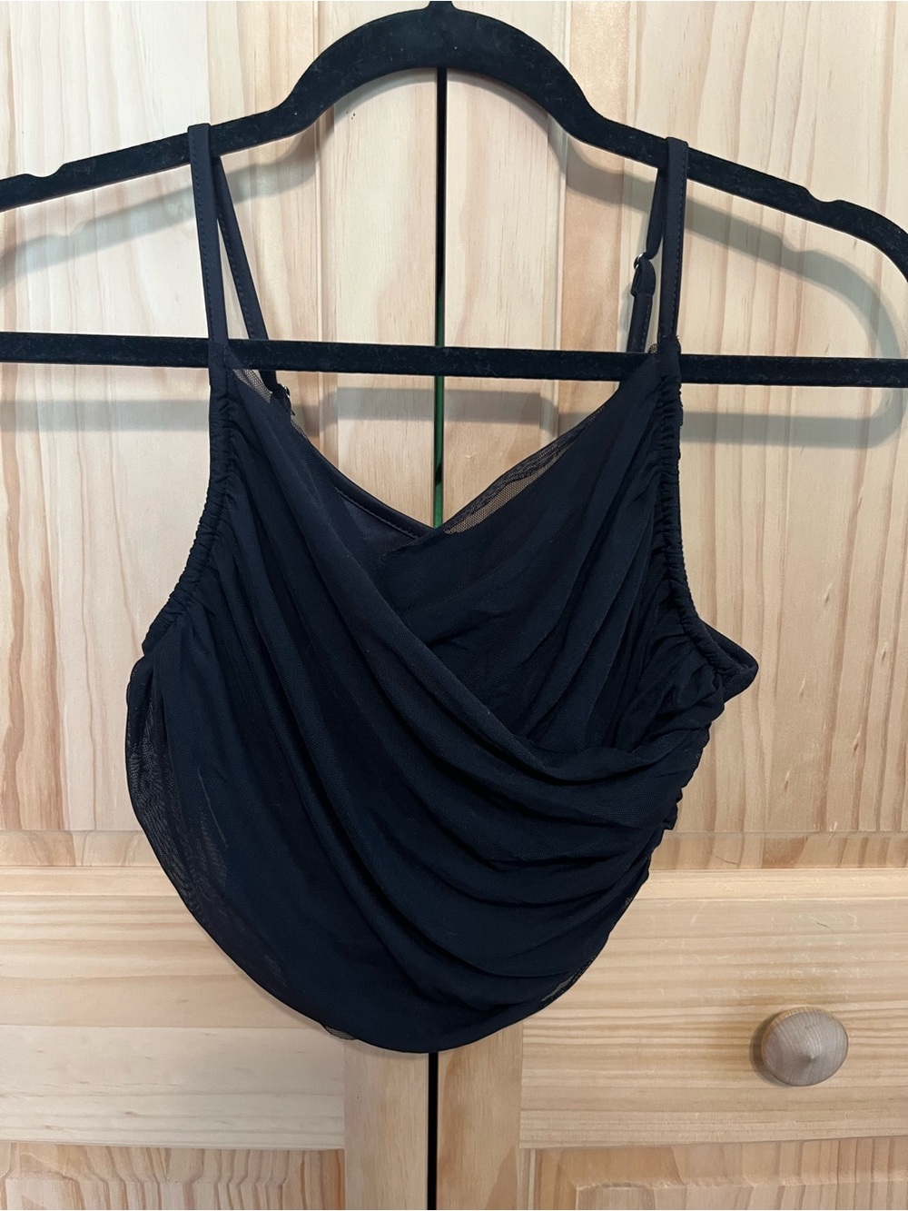 Cider Black Mesh Crisscross Camisole